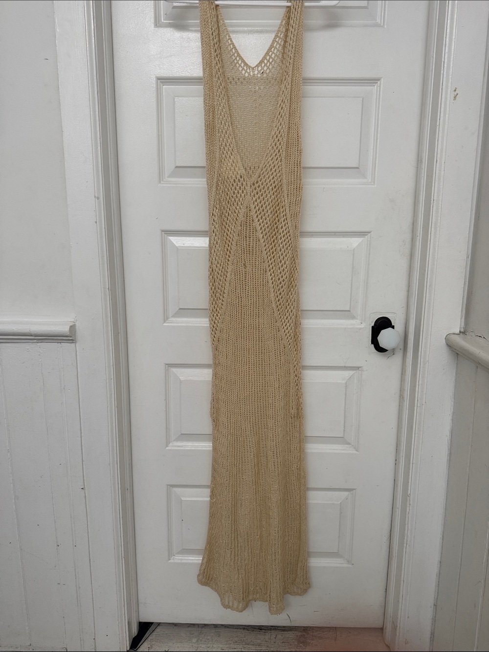 Maeve Beige Crochet Maxi Dress